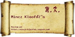 Mincz Kleofás névjegykártya